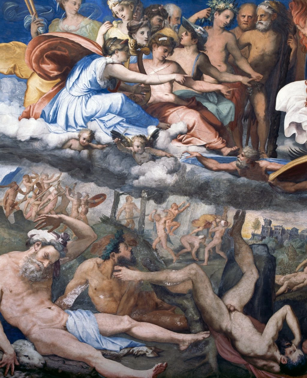 Perin del Vaga - Zeus che colpisce i Giganti ribelli (la Caduta dei Giganti) nella Sala di Giove, Palazzo di Andrea Doria (Villa del Principe), Genova, dettaglio